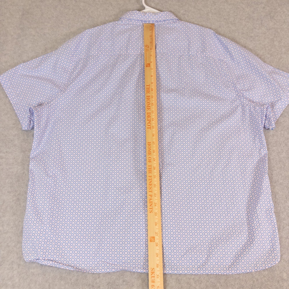Johnston & Murphy Mens 3XL Blue Pink Geometric Short Sleeve Button Down Shirt - Picture 6 of 14